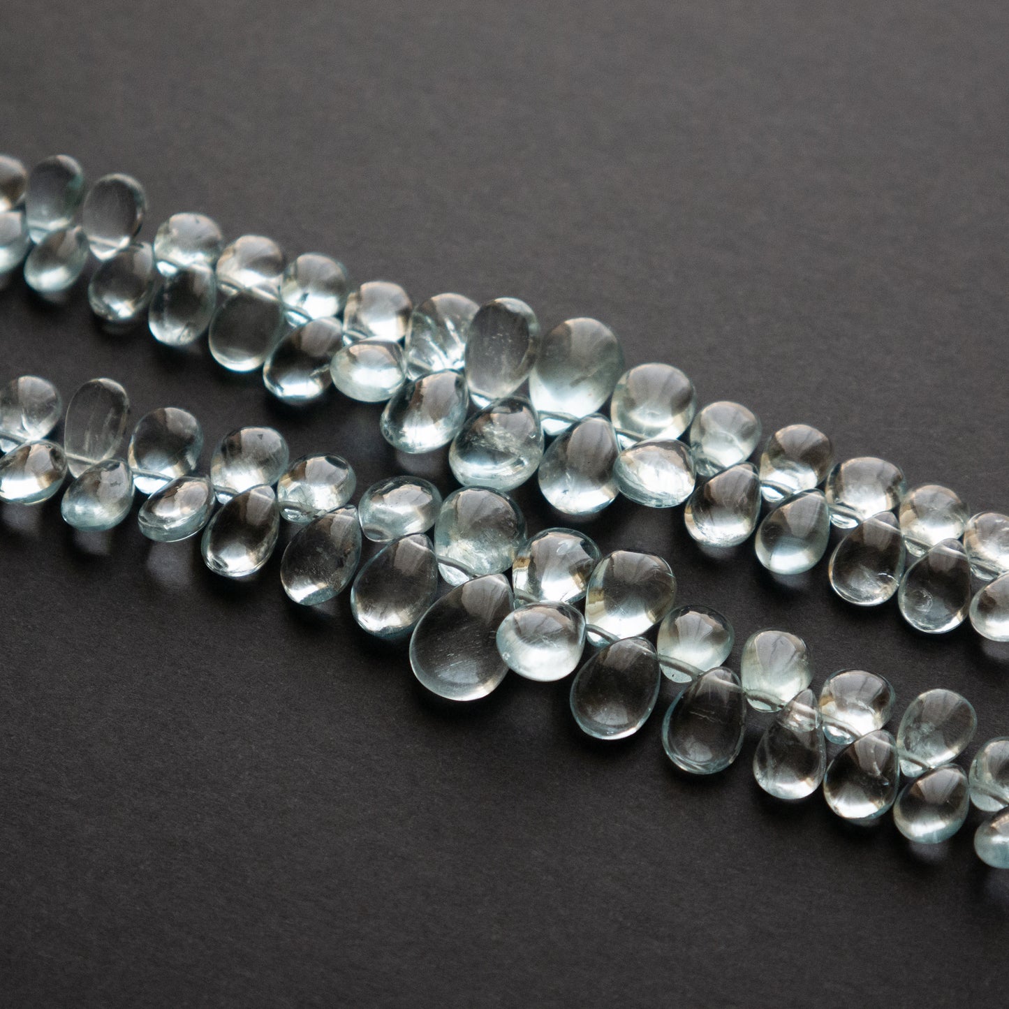 Aquamarine Smooth Pear Shaped Beads 1Strand