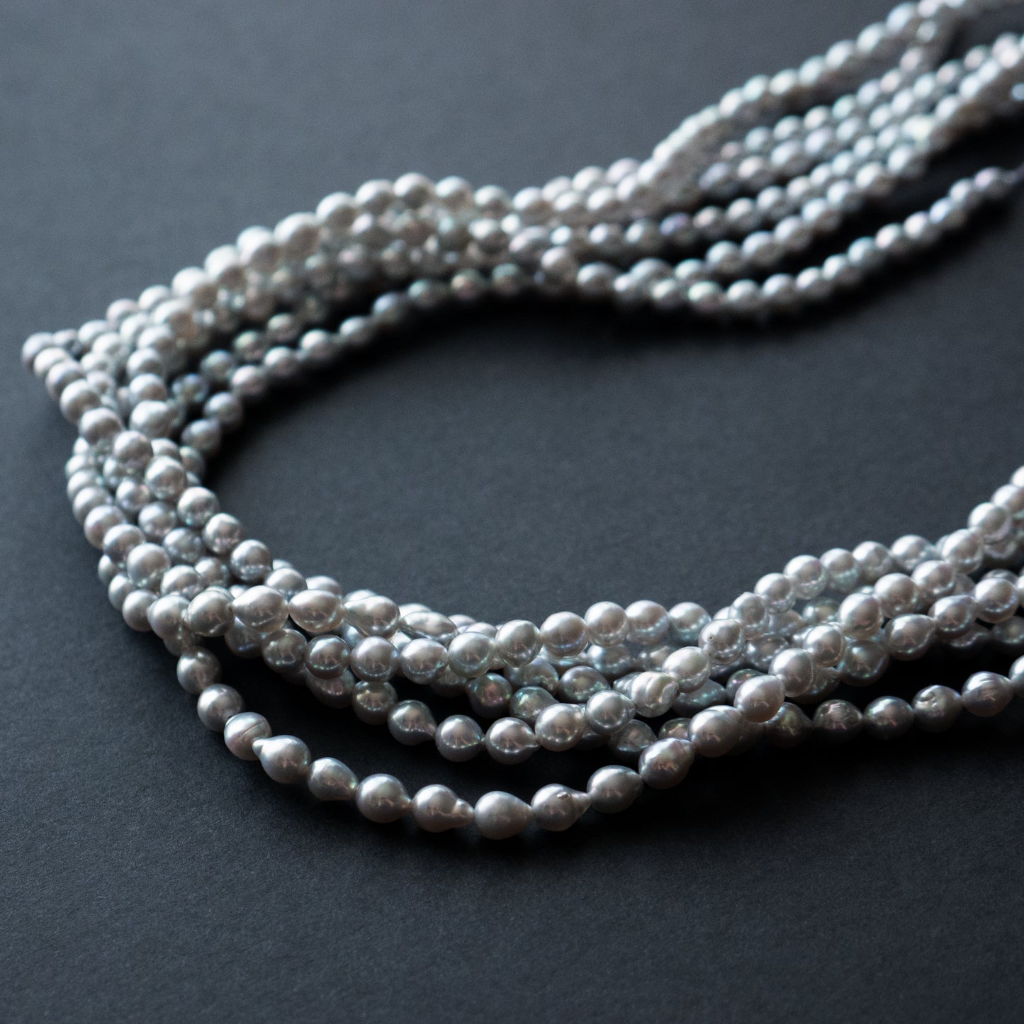 Ise-Shima Akoya Pearl Silver Gray Baby Baroque Beads 1Strand