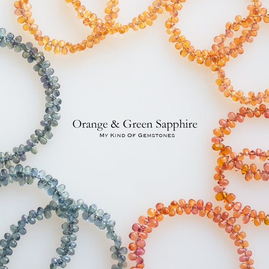 [Piece Sale] Orange Green Sapphire Teardrop Beads