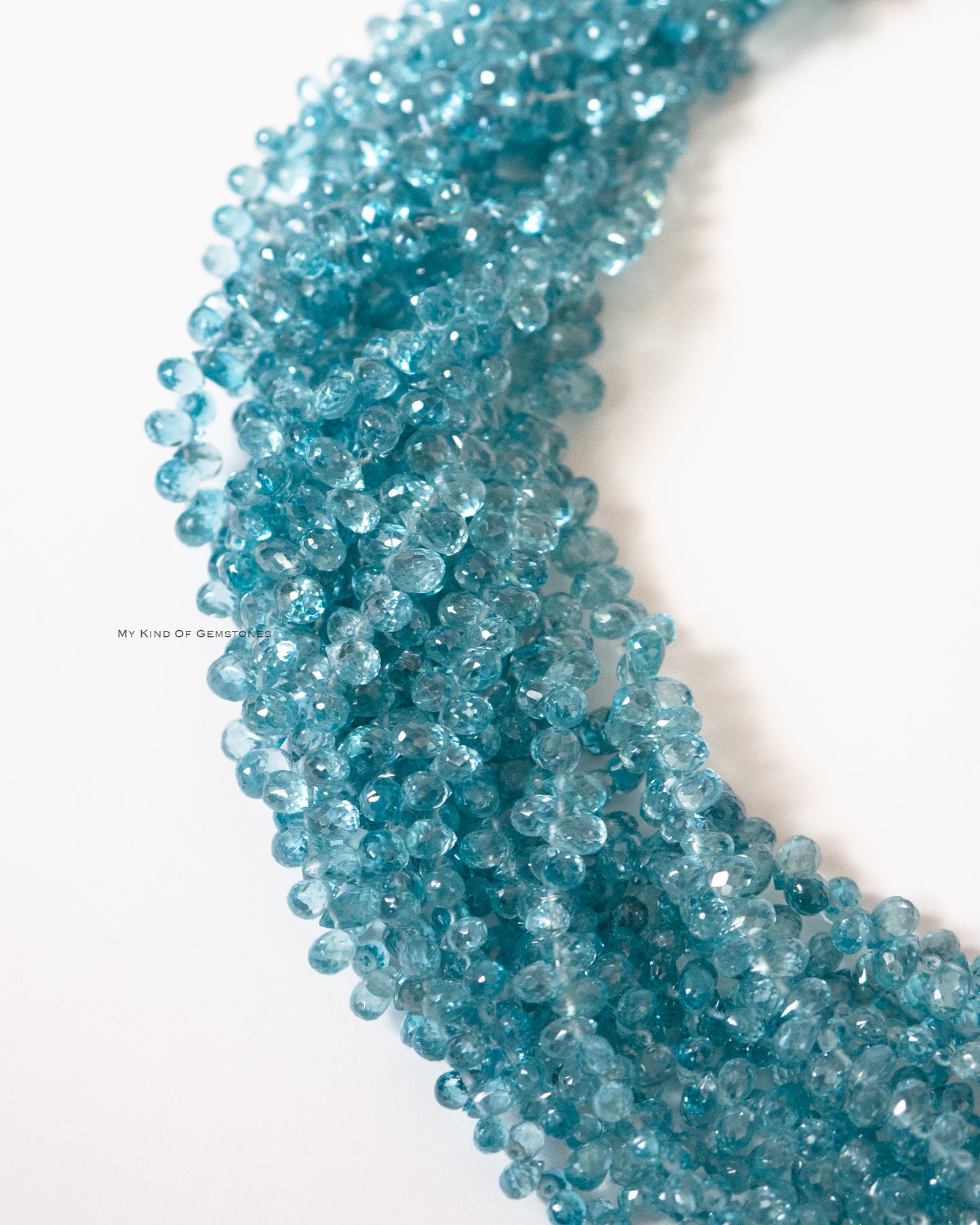 [Rare December Birthstone] Blue Zircon Faceted Teardrop Beads 1Strand