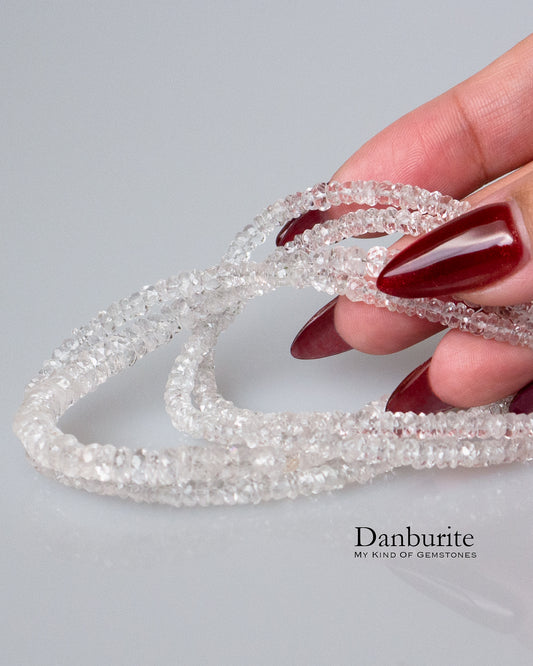 [Rare] Danburite Faceted Rondelle Beads 1Strand